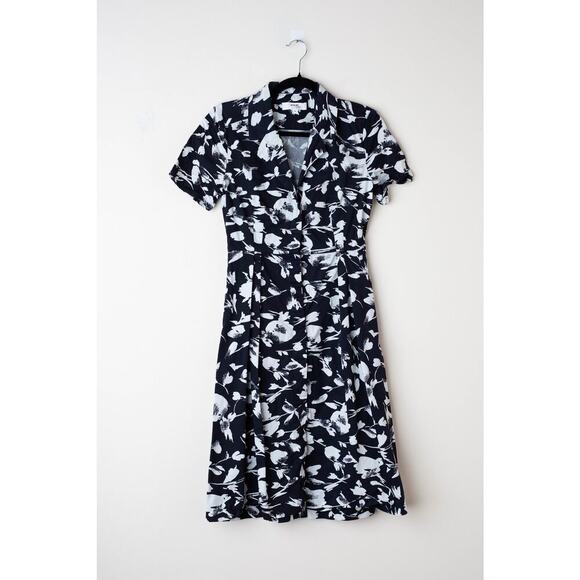Jason Wu x RTR Black White Floral Collared 100% Cotton Dress - Picture 2 of 6